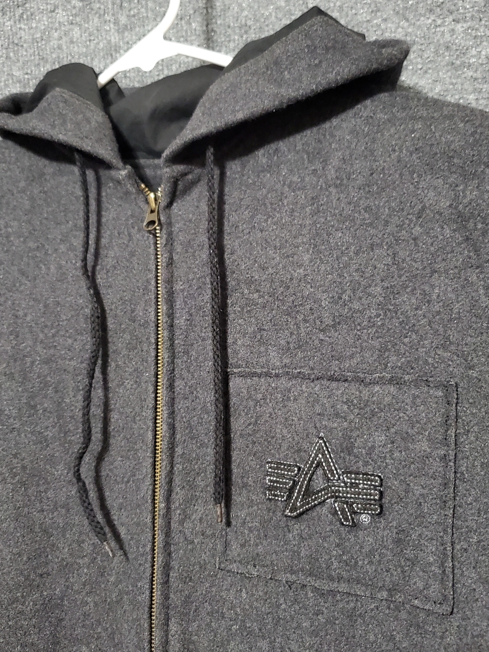 Alpha Industries Flight Wool Jacket Mens Small Gray Outdoor Classic Parka Coat